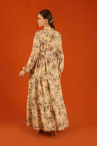 Judge Collar Floral Dress Tan - 7