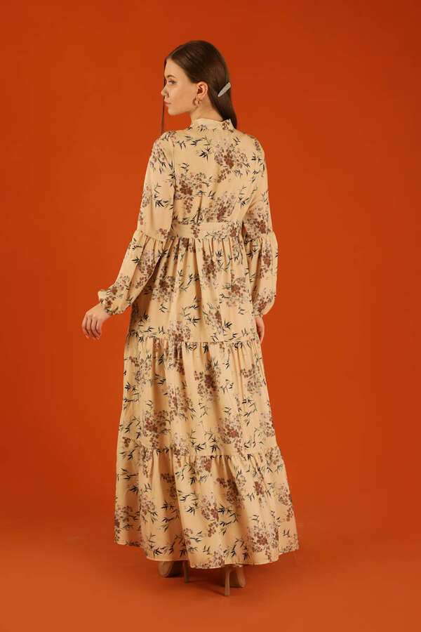 Judge Collar Floral Dress Tan - 7