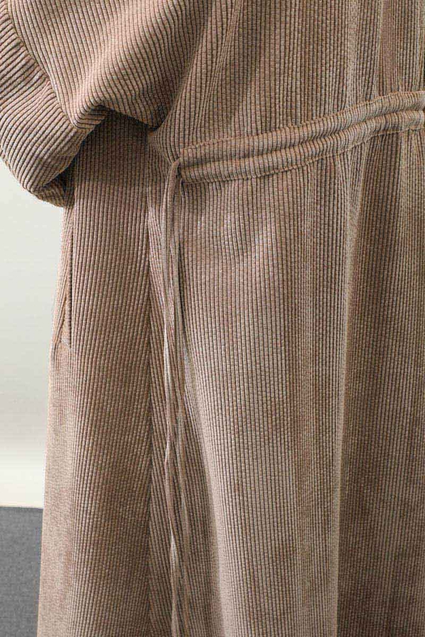 Kadife Abaya Takım Camel - 4