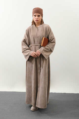 Kadife Abaya Takım Camel - 6