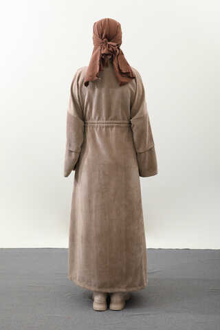 Kadife Abaya Takım Camel - 11