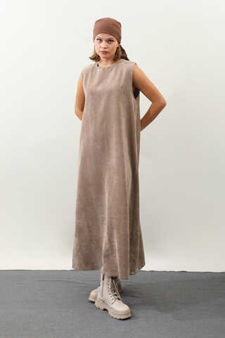 Kadife Abaya Takım Camel - 13