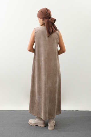 Kadife Abaya Takım Camel - 15