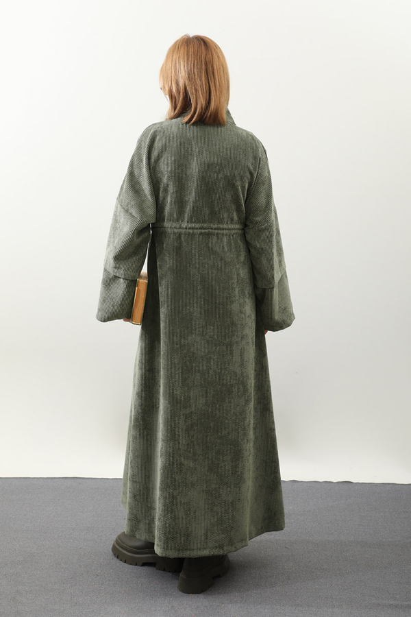 Kadife Abaya Takım Haki - 9