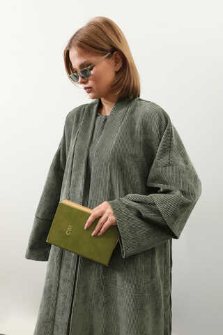 Kadife Abaya Takım Haki - 1