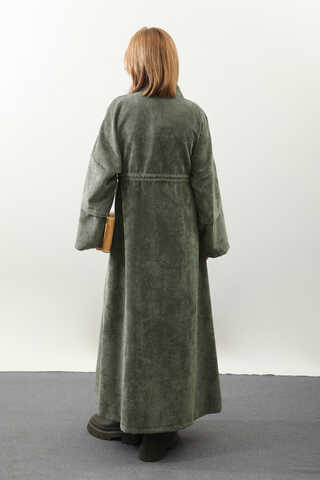 Kadife Abaya Takım Haki - 9