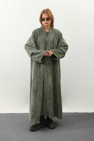 Kadife Abaya Takım Haki - 10