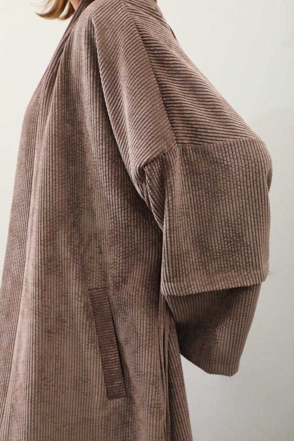 Kadife Abaya Takım Vizon - 6
