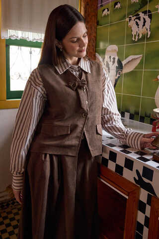 Kadife Etek Takım Kahverengi (1)