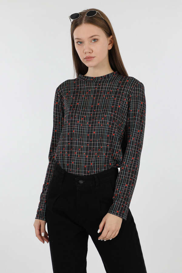 Kalp Desenli Body Siyah - 1