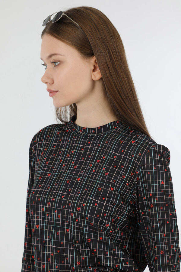 Kalp Desenli Body Siyah - 5