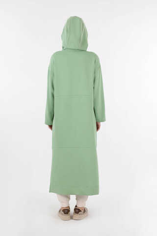 Fermuarlı Cepli Uzun Hırka Mint - 6