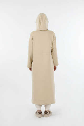 Fermuarlı Cepli Uzun Hırka Taş - 6