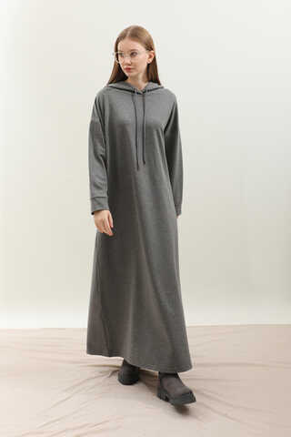 Kapişonlu Elbise Antrasit - 5