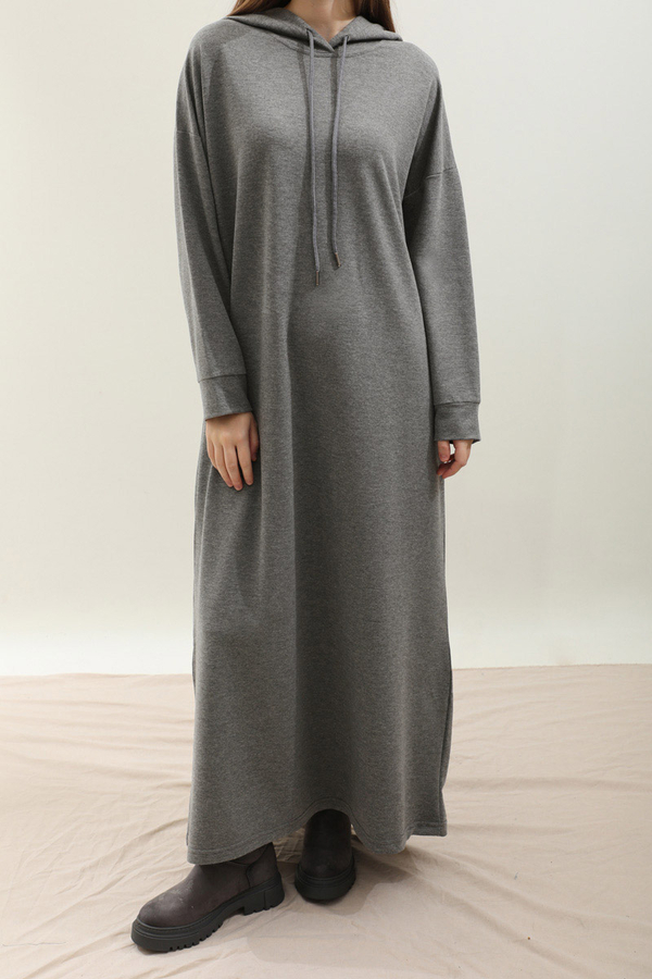 Kapişonlu Elbise Antrasit - 3