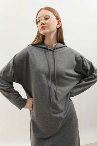 Kapişonlu Elbise Antrasit - 1