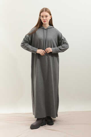 Kapişonlu Elbise Antrasit - 2
