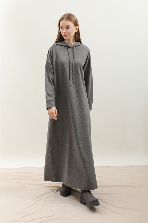 Kapişonlu Elbise Antrasit - 5