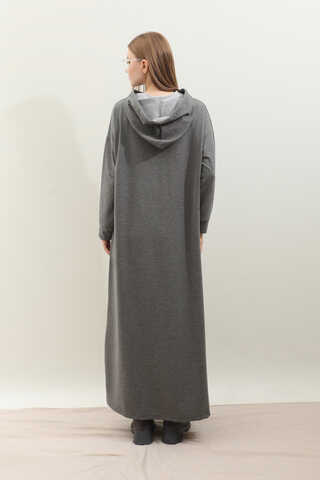 Kapişonlu Elbise Antrasit - 7