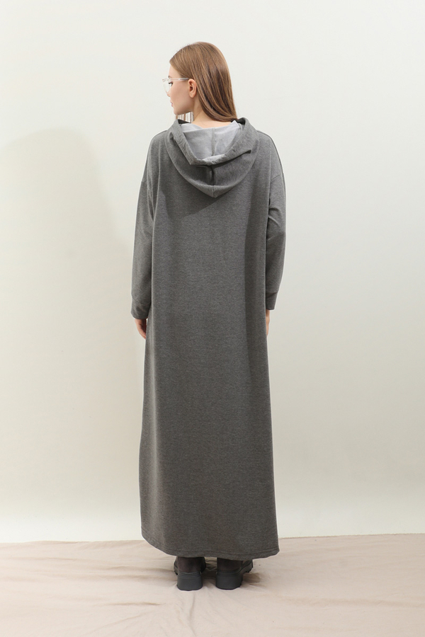 Kapişonlu Elbise Antrasit - 7