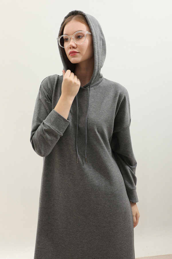 Kapişonlu Elbise Antrasit - 6