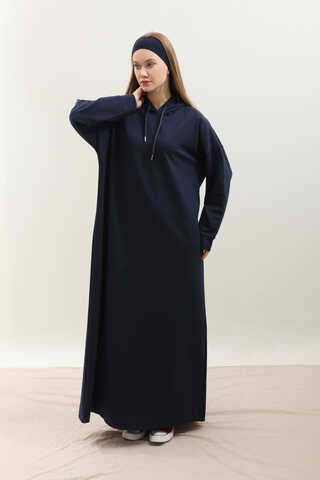 Kapişonlu Elbise Lacivert - 3