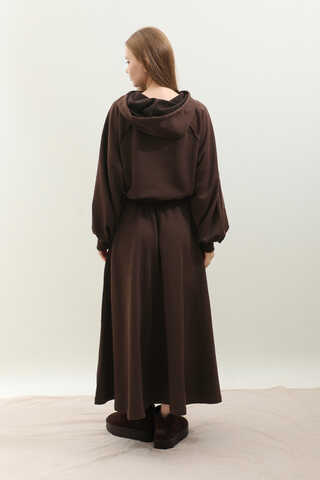 Kapişonlu Sweat Etek Takım Kahverengi - 9