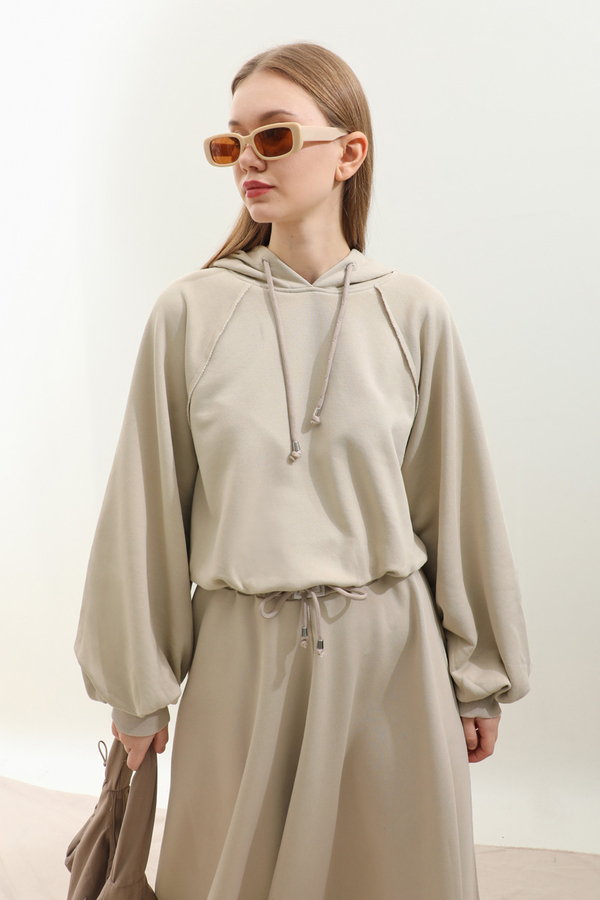 Kapişonlu Sweat Etek Takım Taş - 7