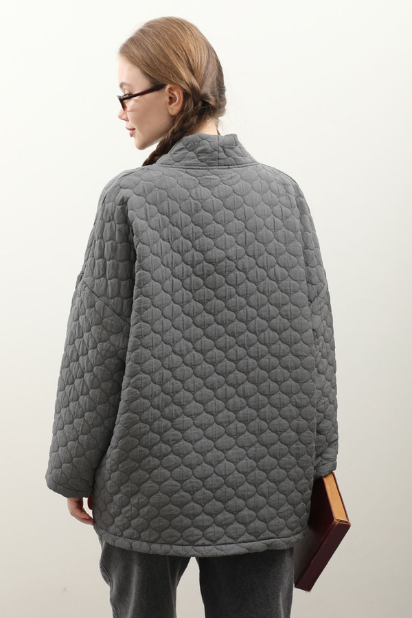 Kapitone Kimono Ceket Antrasit - 10