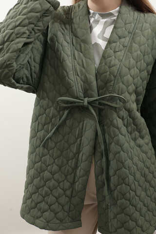 Kapitone Kimono Ceket Haki - 6