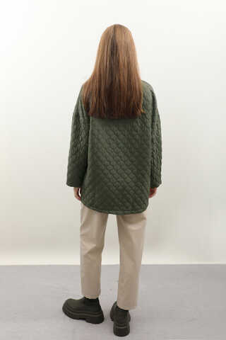 Kapitone Kimono Ceket Haki - 8