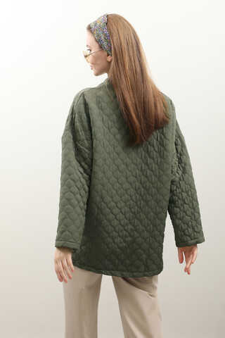 Kapitone Kimono Ceket Haki - 9