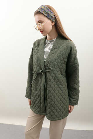 Kapitone Kimono Ceket Haki - 5