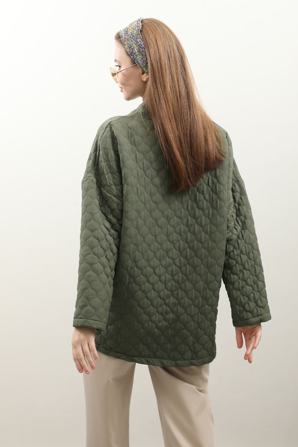 Kapitone Kimono Ceket Haki - 9