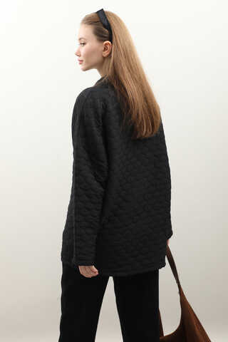 Kapitone Kimono Ceket Siyah - 11