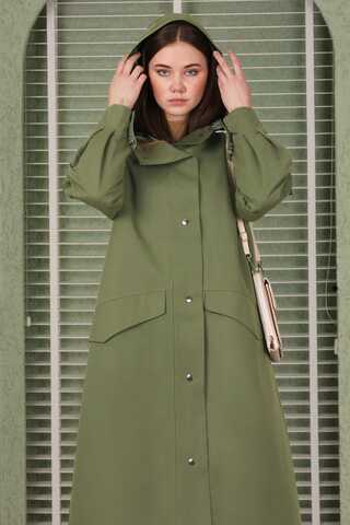 Kapüşonlu Cepli Trençkot Haki - 2