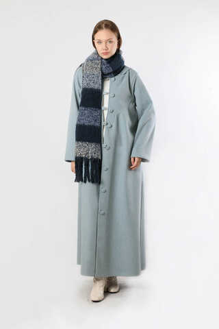 Kapüşonlu Düğmeli Kaban Bebe Mavisi - 3