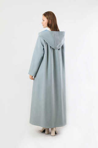 Kapüşonlu Düğmeli Kaban Bebe Mavisi - 6