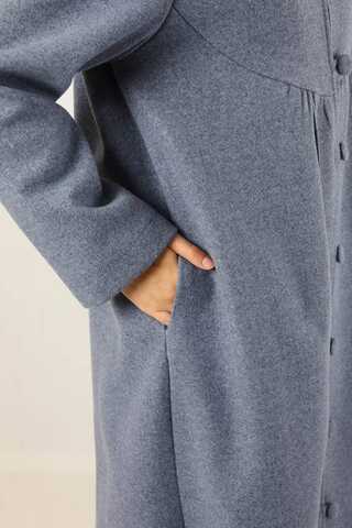 Kapüşonlu Düğmeli Kaban İndigo - 4