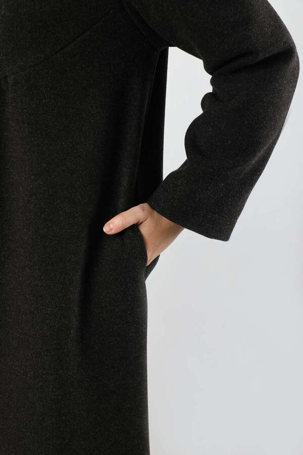 Kapüşonlu Düğmeli Kaban Siyah - 4