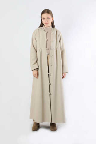 Kapüşonlu Düğmeli Kaban Taş - 3