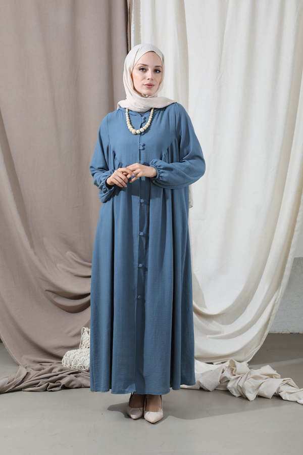 Kapüşonlu Elbise Ferace İndigo - 3