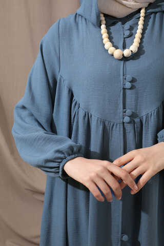 Kapüşonlu Elbise Ferace İndigo - 4
