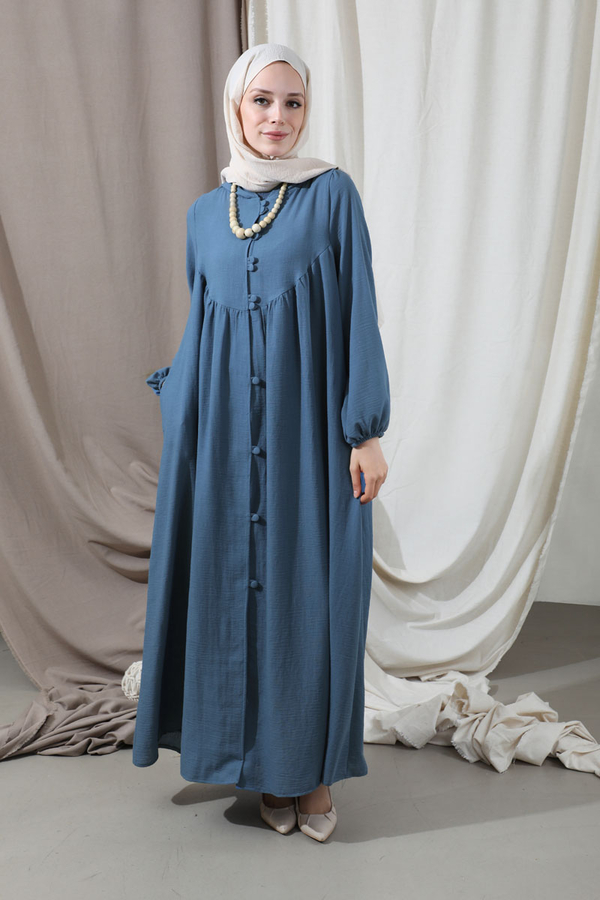 Kapüşonlu Elbise Ferace İndigo - 5