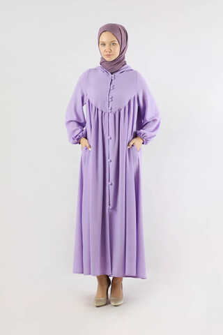 Kapüşonlu Elbise Ferace Lila - 3