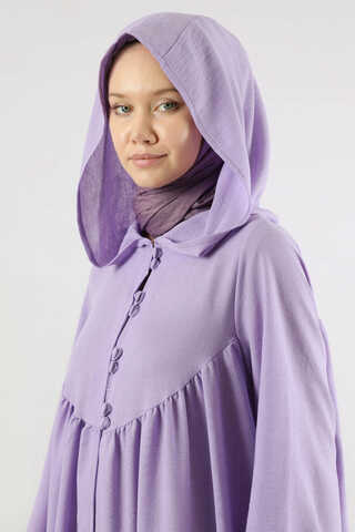 Kapüşonlu Elbise Ferace Lila - 2