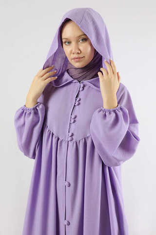Kapüşonlu Elbise Ferace Lila - 4