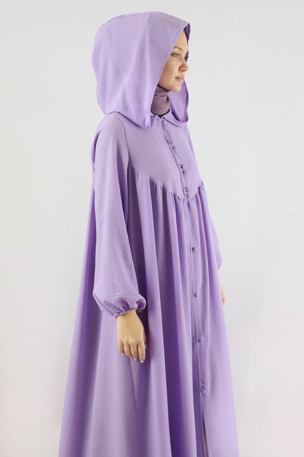 Kapüşonlu Elbise Ferace Lila - 5