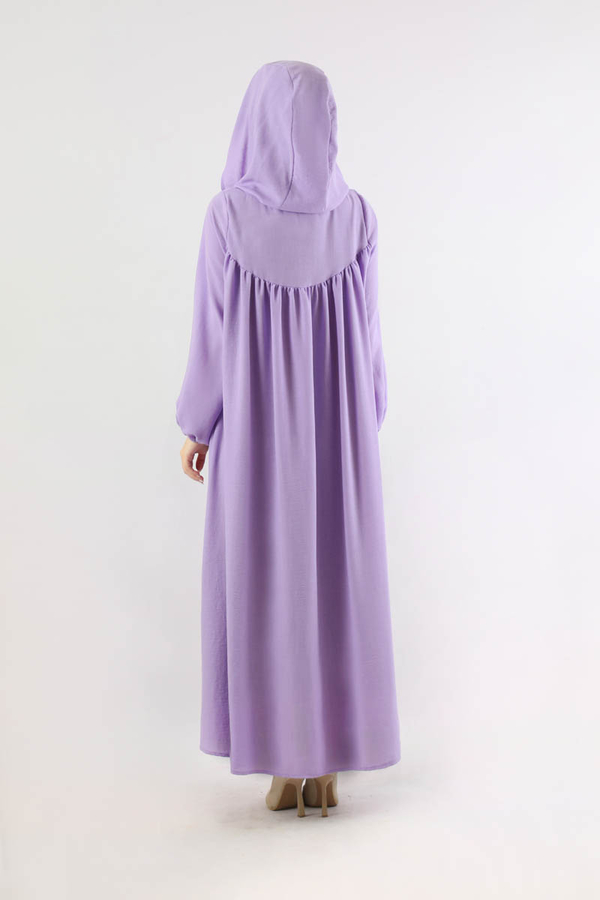Kapüşonlu Elbise Ferace Lila - 6