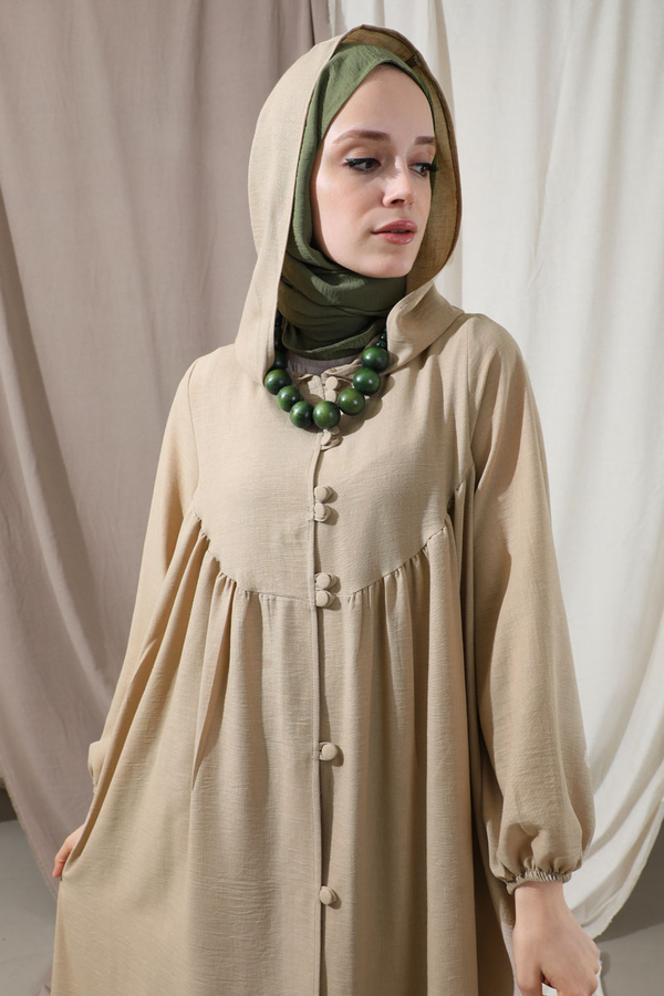 Kapüşonlu Elbise Ferace Taş - 2